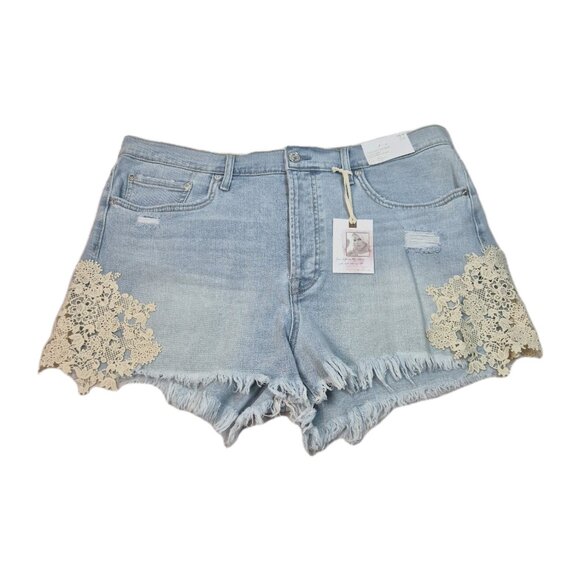 Jessica Simpson Pants - Jessica Simpson Hug Me Jean Shorts Buttercup Size 32 Frayed Button Fly Blue (55)
